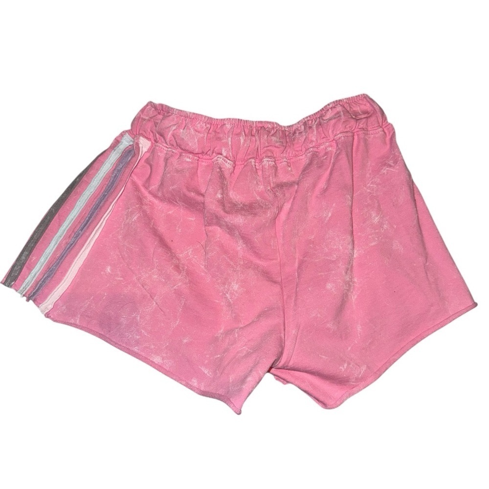 NWT BLOOM + POP Pink Stripe Acid Wash Raw Edge Juniors Short Shorts Barbiecore S - Picture 10 of 14